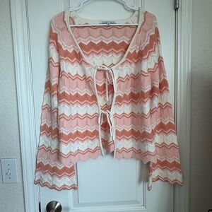 Celebrity Pink Juniors Tie Front Cardigan Chevron Bell Sleeve - Size Xl